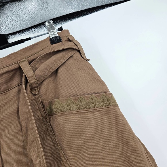 Anthropologie Pants Brown Ellie Embroidered Utility Straight Leg Cropped Size 0 - Picture 4 of 8